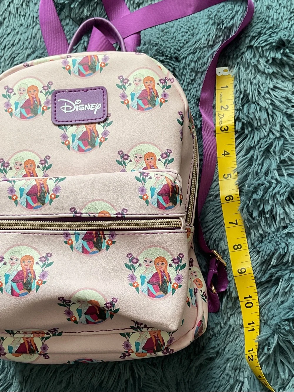 Disney Pink Elsa & Anna Patterned Mini Backpack with Purple Accents